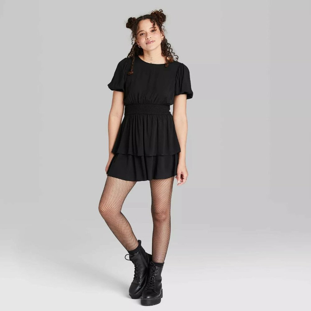 Women's Short Sleeve Open Back Tiered Skater Dress - Wild Fable™ - Picture 1 of 3